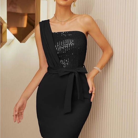 NWT Elegant Black Sequin Cocktail Dress for Women. Prom Dress. Shipping Discount - Picture 3 of 5